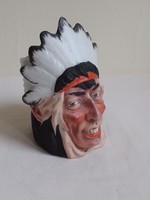 Collector's rarity! Antique specialty ernst bohne biscuit porcelain indian head mug with headdress