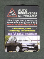 Kártyanaptár, kisebb méret, RZ motor autókereskedés, Pécs, Opel Astra GSI autó, 2004, (6)
