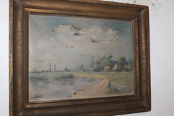 Antique signed painting 799