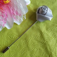 Lapel pin, pin with six 15 - 20 mm silver satin roses