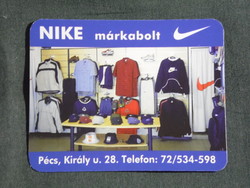 Kártyanaptár, kisebb méret, NIKE márkabolt sport üzlet, Pécs, 2004, (6)