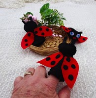 Ladybug finger puppets