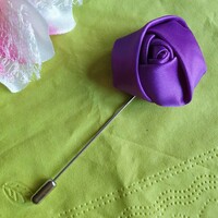 Lapel pin, pin with six 19 - 40 mm purple satin roses
