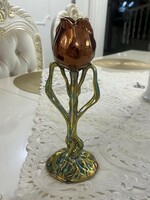 Zsolnay art nouveau tulip with unique bright eosin colors