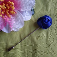 Lapel pin, pin with six 13 - 20 mm royal blue satin roses