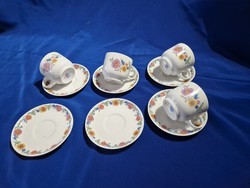 Alföldi porcelain coffee cups with colorful flower pattern bottoms