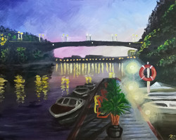 "Horthy Csónakház" Szeged, Tisza - festmény