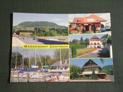 Postcard, Balaton, Badacsony, mosaic details, view, port, restaurant, inn, resort