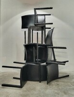 8 Black Italian leather dining chairs