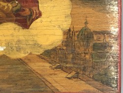 Signed from 1938, a wooden box painted with the representation of the Virgin Mary, the protector of Budapest