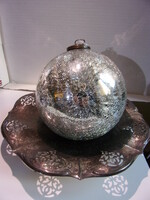 15 Cm shiny silver cracked ornament
