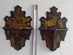 Pair of antique Japanese lacquer shelves