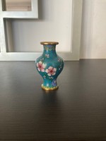 Cloisonné compartment enamel vase with floral decor