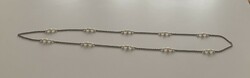 Extra long necklace string of pearls 120 cm pearls decorated with silver colored pearls