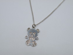 Uk0220 cute teddy bear silver pendant and necklace 925 sterling silver teddy bear