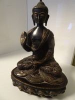 Nagyon szép hibátlan áldást osztó buddha antik bronz szobor
