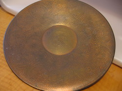 Retro applied arts company juried copper bowl with ancient symbols