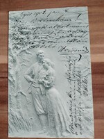 Antique postcard, couple in love, 1903