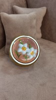 Antique fire gilded fire enamel decorated blush box