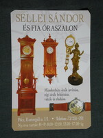 Card calendar, Sándor Sellei watch salon shop, repair, antique wristwatch, standing clock Pécs, 2006, (6)