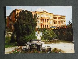 Képeslap, Balatonfüred, Állami szívkórház, kastély látkép, park részlet szökőkút