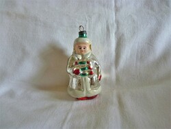 Old bottle of Christmas tree decoration - lady in winter clothes!