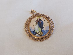 Gold-porcelain mary pendant