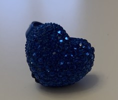 Óriási királykék köves szív szívecske állítható koktélgyűrű koktél gyűrű 2,3 cm-es fejjel