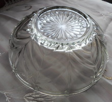 Retro / vintage üvegtál, vastag üveg asztalközép, mély tál (salátás, kompótos) 3.