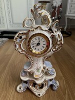 Dreamy faience mantel clock with separate base, works.