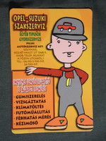 Kártyanaptár, Opel Suzuki szakszerviz, Solymár, grafikai rajzos, reklám figura, 2006, (6)