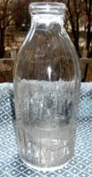 Antique 1-liter bottle with the trademark of the central general milk parlor in Budapest