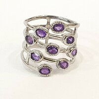 925 Silver ring with real amethyst gemstones