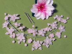 Wedding had121 - bridal hair accessory with pearls and flowers in champagne color