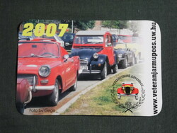 Card calendar, veteran vehicle association Pécs, citroën 2cv car, 2007, (6)