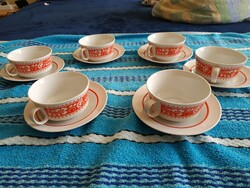 Retro Alföldi porcelán teás csésze szett 6 személyes