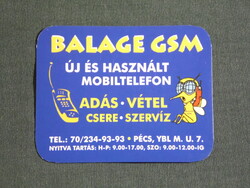 Kártyanaptár, kisebb méret, Balage GSM mobiltelefon üzlet, Pécs, 2007, (6)