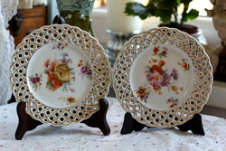 Pair of Thun klösterle charming porcelain plates with flower patterns