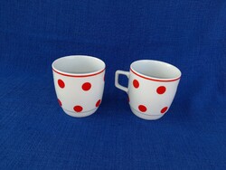 Zsolnay red polka dot cocoa mug 2 pcs.