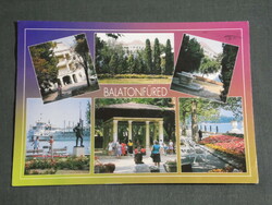 Képeslap, Balatonfüred,mozaik részletek,szívkórház,kikötő,móló,savanyúvíz forrás,parti sétány