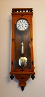 Large ebony rhombus inlaid wooden wall clock with secret compartment
