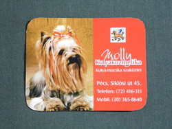 Card calendar, smaller size, molly dog cosmetics store, Pécs, Yorkshire terrier, 2007, (6)