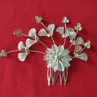 Wedding had14 - floral twig comb with rhinestones, hair ornament