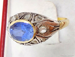 Ceylon zafír briliáns drágaköves arany gyűrű