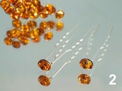 Wedding had105 - hairpin with amber colored crystal stones