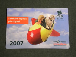 Kártyanaptár, CIB bank, repülő hinta, gyerek modell, 2007, (6)