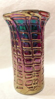 Iridescent beautiful thick glass vase 24 cm, with a defect