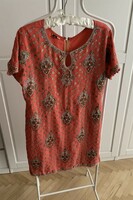 Hand Heavily Sequined Beaded Fine Silk Dress Tunic Indian Pearl Sequin Sequins
