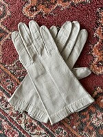 Hand-stitched vintage cream-colored leather women's gloves