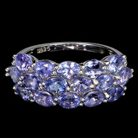 925 Silver ring with genuine tanzanite gemstones